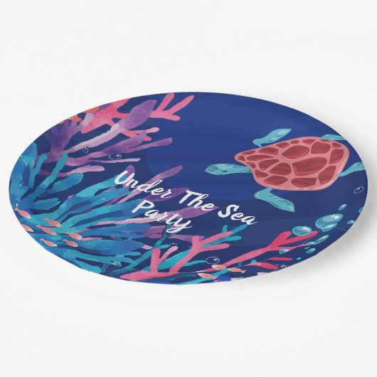 アンダーザシー海第1男の赤ちゃん誕生日 ペーパープレート (アングル)