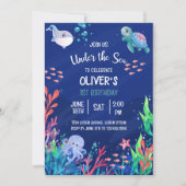 アンダーザシー海第1男の赤ちゃん誕生日 招待状 (正面)