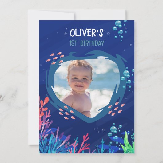 アンダーザシー海第1男の赤ちゃん誕生日 招待状 (裏面)