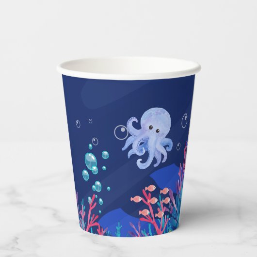 アンダーザシー海第1男の赤ちゃん誕生日 紙コップ (裏面)