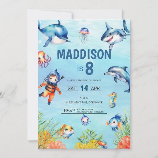 アンダーザシー第8誕生日招待状 招待状 (正面)