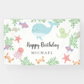 アンダーザシー誕生日かわいいかわいいパステルパーティー 横断幕 (横)