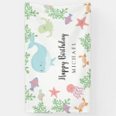 アンダーザシー誕生日かわいいかわいいパステルパーティー 横断幕 (縦)