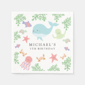 アンダーザシー誕生日かわいいかわいい海ビーチ スタンダードカクテルナプキン (正面)