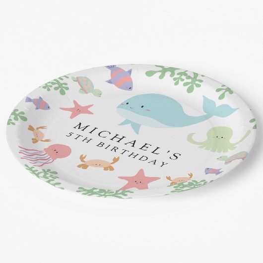 アンダーザシー誕生日かわいいかわいい海ビーチ ペーパープレート (アングル)