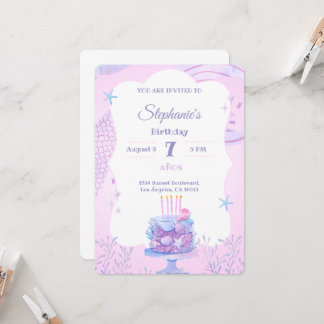 アンダーザシー誕生日ガールズセブン海テーマ 招待状