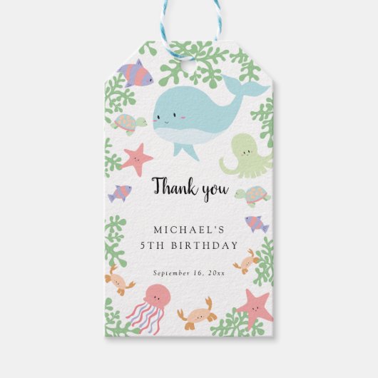 アンダーザシー誕生日キュートパステルサンキュー ギフトタグ (正面)