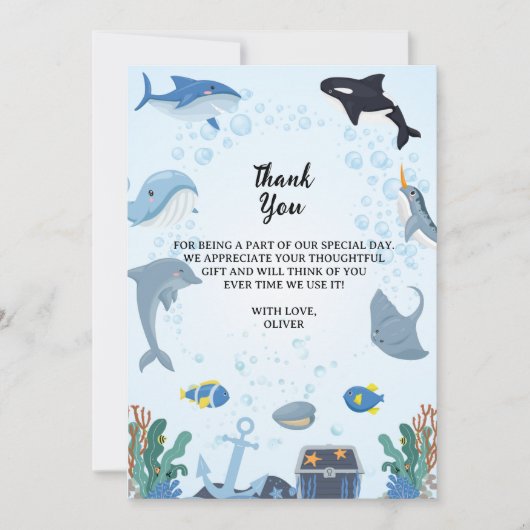 アンダーザシー誕生日招待状サンキューカード サンキューカード (正面)