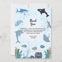 アンダーザシー誕生日招待状サンキューカード