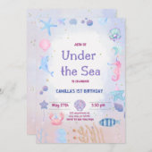 アンダーザシー誕生日招待状プリント 招待状 (正面/裏面)