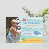 アンダーザシー誕生日招待状ボーイズと写真 招待状 (スタンド正面)