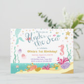 アンダーザシー誕生日招待状マーメイドパープル 招待状 (スタンド正面)