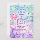 アンダーザシー誕生日招待状マーメイド招待状 招待状 (正面)