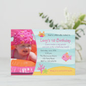 アンダーザシー誕生日招待状女の子と写真 招待状 (スタンド正面)