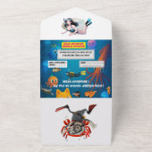 アンダーザシー誕生日招待状 – フラットカード オールインワン招待状 (外側)