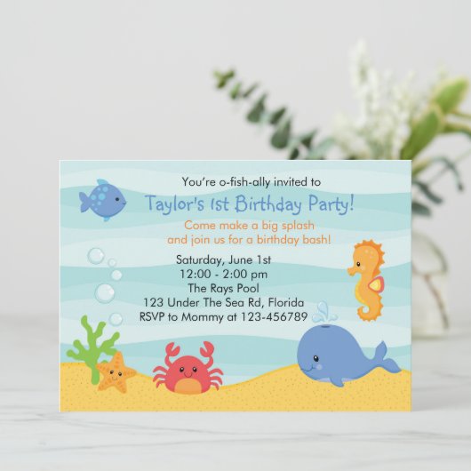 アンダーザシー誕生日招待状（ボーイズ） 招待状 (スタンド正面)