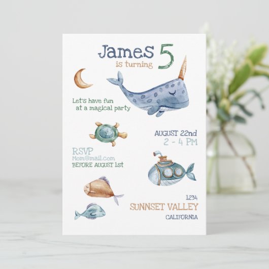 アンダーザシー誕生日招待状 招待状 (スタンド正面)