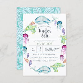 アンダーザシー誕生日 |海クリッターの水彩 招待状
