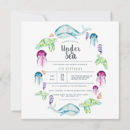 アンダーザシー誕生日 |海クリッターの水彩 招待状
