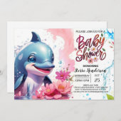 アンダーザシー魔法ガールベビードルフィンシャワー 招待状 (正面/裏面)