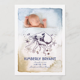 アンダーザシー – 航海のウォーターカラーベビー誕生 案内状