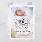 アンダーザシー – 航海のウォーターカラーベビー誕生 案内状 (正面/裏面)