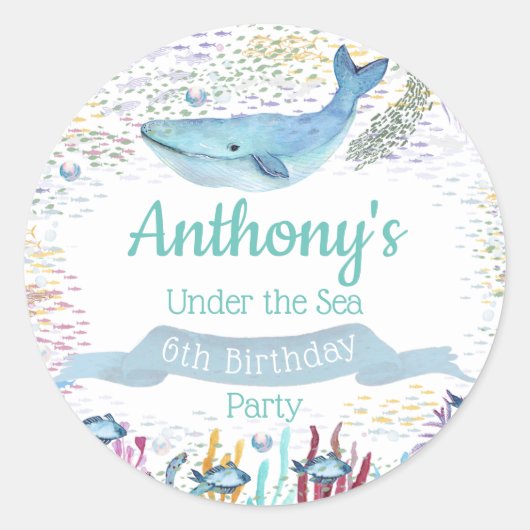 アンダーザシー 誕生日お祝い どの年齢にも ラウンドシール (正面)