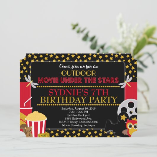 アンダーザスターズアウトドアムービーパーティの招待状 招待状 (スタンド正面)