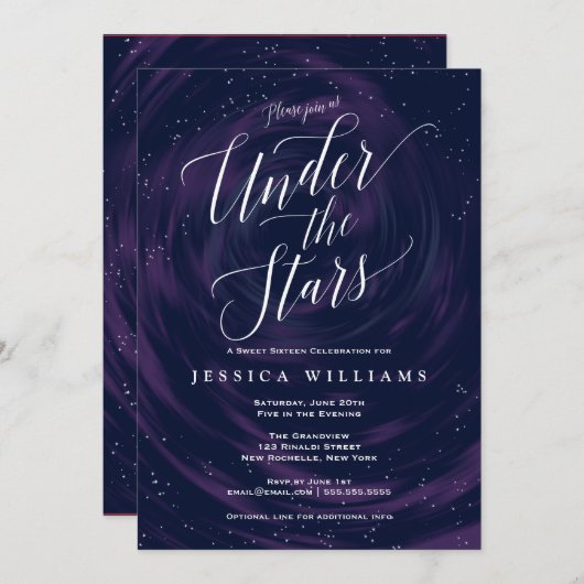 アンダーザスターズスイーエレガントト16お祝い 招待状 (正面/裏面)