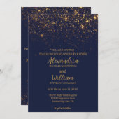 アンダーザスターズネイビー&金ゴールド結婚式招待状 招待状 (正面/裏面)