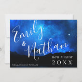 アンダーザスターズブルーナイトスカイタイポグラフィ 結婚ズ セーブザデート (裏面)