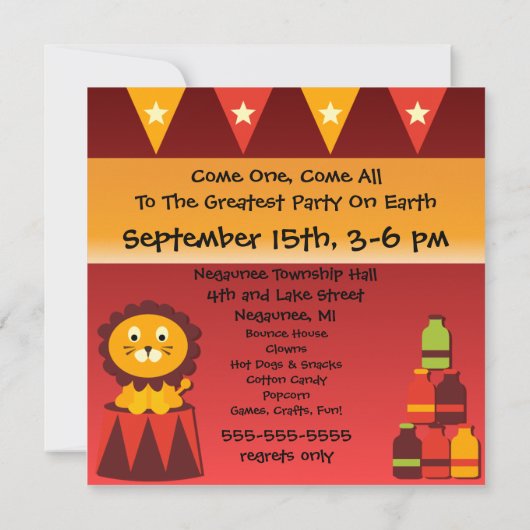 アンダーザビッグトップサーカス招待状 招待状 (裏面)