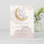 アンダーザムーンアンドスターズピンクスリープバー誕生日 招待状 (スタンド正面)