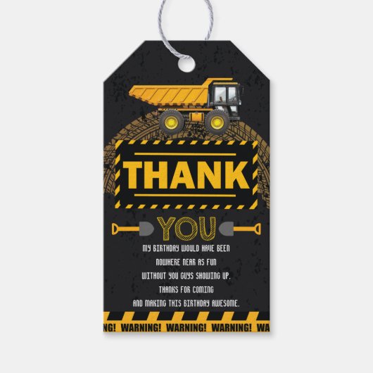アンダーショベル建築誕生日ありがとう ギフトタグ (正面)