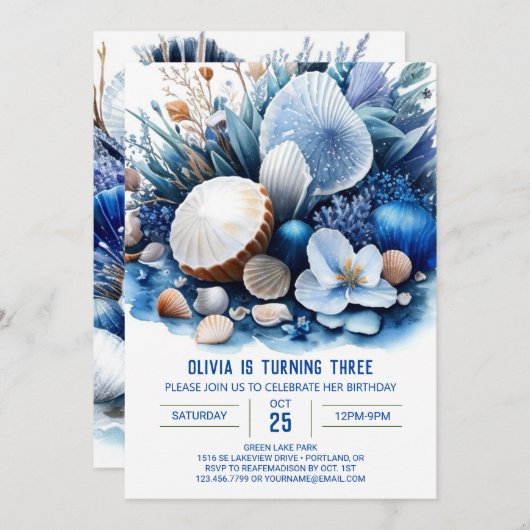 アンダーシーアドベンチャーボーイ誕生日 招待状 (正面/裏面)