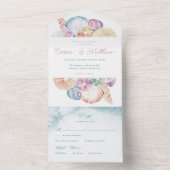 アンダーシーシェルウォーター色ビーチバジェット結婚ズ オールインワン招待状 (内側)