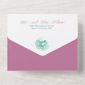 アンダーシーシェルウォーター色ビーチバジェット結婚ズ オールインワン招待状 (裏面)