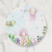 アンダーシーピンクの女の子ベビーシャワーメッセージカード フェイバータグ (裏面)