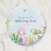 アンダーシーピンクの女の子ベビーシャワーメッセージカード フェイバータグ (正面)