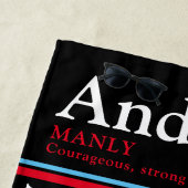 アンダースパーソナライズされた名は黒い赤い青を意味する ビーチタオル (インサイチュ)