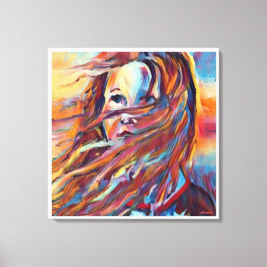 アンダース工芸品* Waiting*印象派の水彩画 キャンバスプリント (正面)