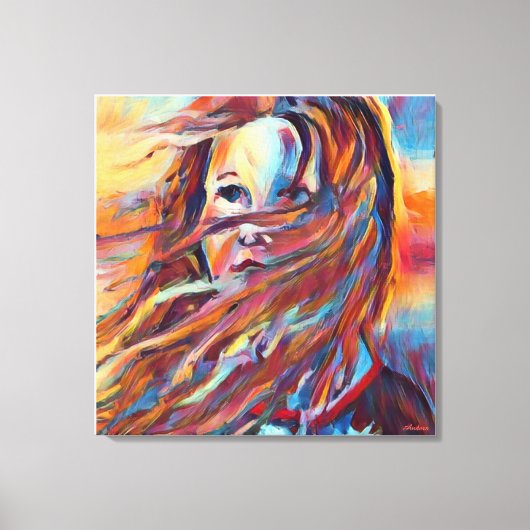 アンダース工芸品* Waiting*印象派の水彩画 キャンバスプリント (正面)