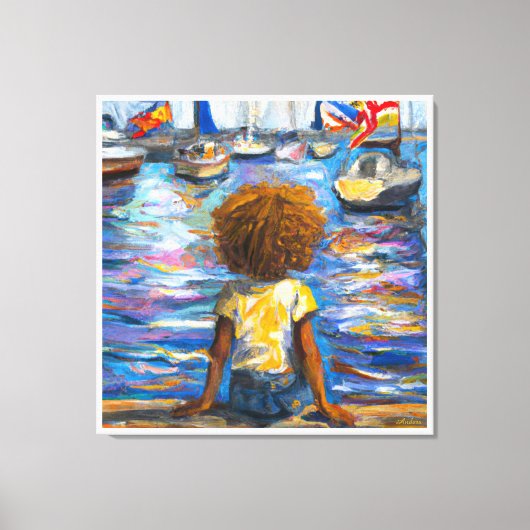 アンダース・アーティストリー*湾の波止場に座って* キャンバスプリント (正面)