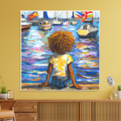 アンダース・アーティストリー*湾の波止場に座って* キャンバスプリント (インサイチュ (リビング))