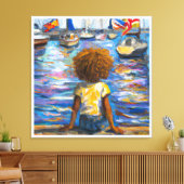 アンダース・アーティストリー*湾の波止場に座って* キャンバスプリント (インサイチュ (リビング))