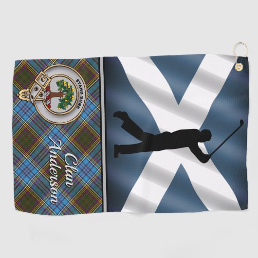 アンダーソンタータンチェックパーソナライズされたゴルフ（彼のために） ゴルフタオル (横)