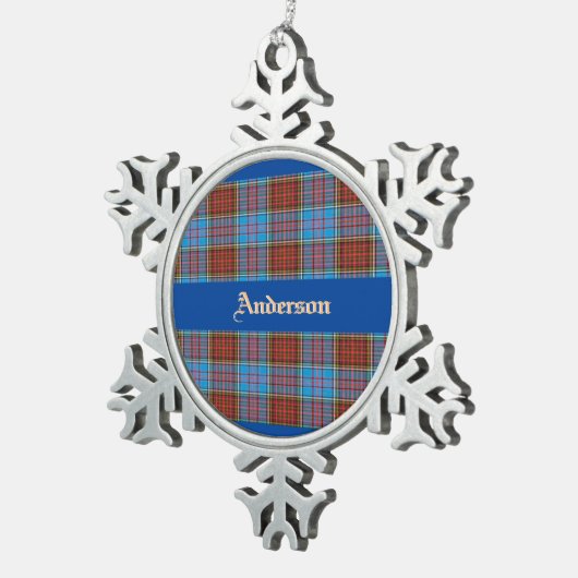 アンダーソン家紋W/アンダーソンタータンチェック スノーフレークピューターオーナメント (右)