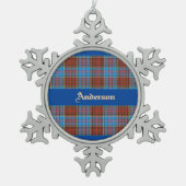 アンダーソン家紋W/アンダーソンタータンチェック スノーフレークピューターオーナメント (正面)
