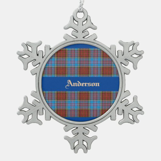 アンダーソン家紋W/アンダーソンタータンチェック スノーフレークピューターオーナメント (正面)