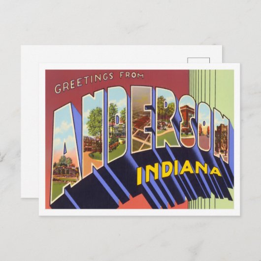 アンダーソン、インディアナヴィンテージ大文字葉書 ポストカード (正面/裏面)